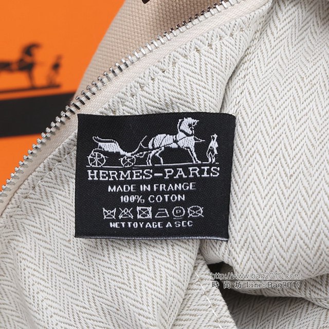 Hermes女包 愛馬仕飯盒包 Trousse Bride-A-Brace Hermes帆布便當包 米白  tdh2165